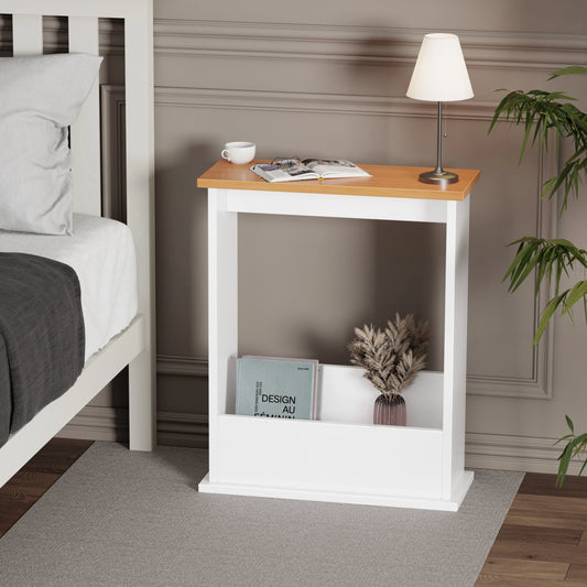 Small Narrow Side Table with Storage - Slim Sofa End Table