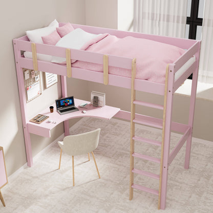 Bunk Bed With Desk - High Sleeper Loft Bed Frame For Kids