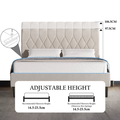 Chesterfield Velvet Upholstered Bed Frame With Adjustable Headboard