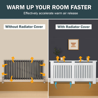 Chelsea White Radiator Cover,  Vertical Wooden Slats