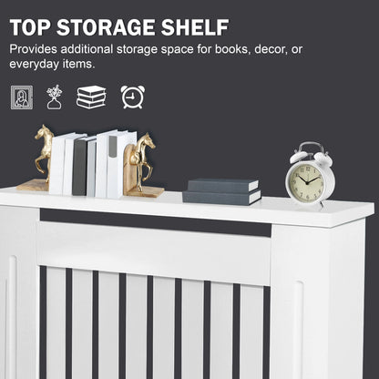 Chelsea White Radiator Cover,  Vertical Wooden Slats
