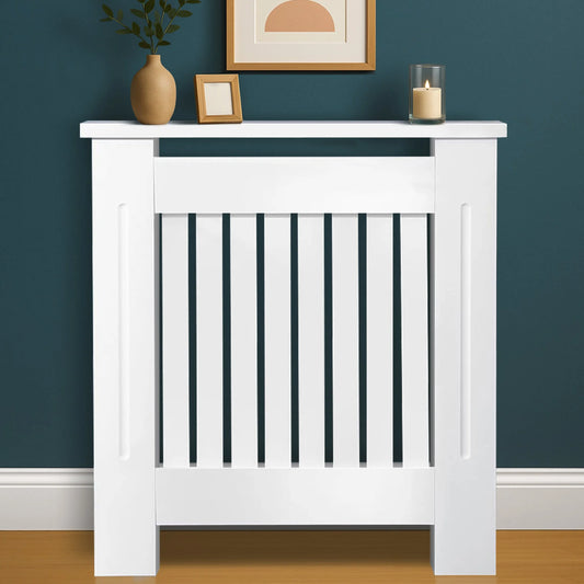 Chelsea White Radiator Cover,  Vertical Wooden Slats