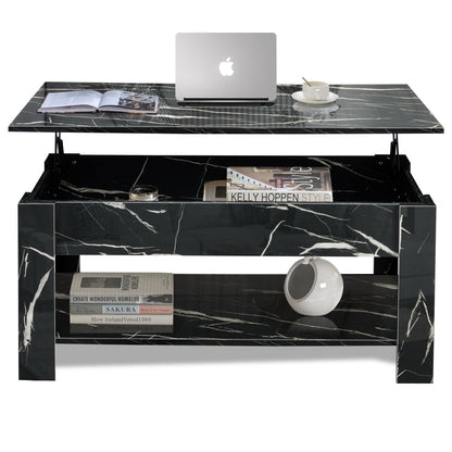 High Gloss Lift Top Coffee Table With Hidden Storage Shelf