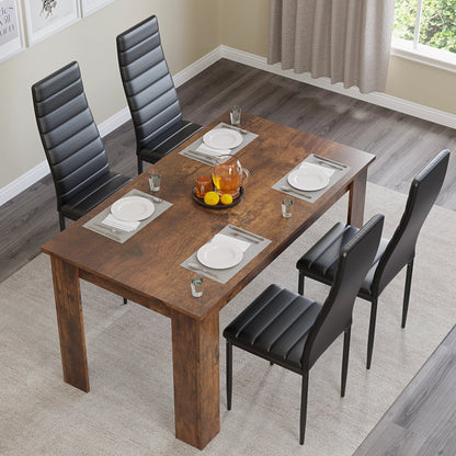 Rustic Finish 4-6 Seater Dining Table and Chairs Set