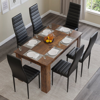 Rustic Finish 4-6 Seater Dining Table and Chairs Set