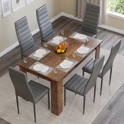 Rustic Finish 4-6 Seater Dining Table and Chairs Set