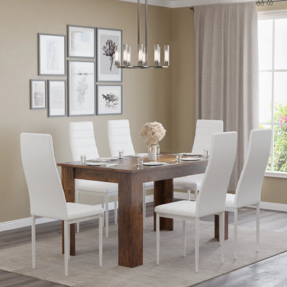 Rustic Finish 4-6 Seater Dining Table and Chairs Set