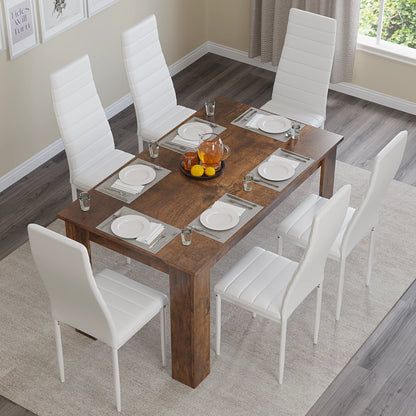 Rustic Finish 4-6 Seater Dining Table and Chairs Set