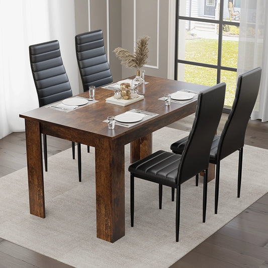 Rustic Finish 4-6 Seater Dining Table and Chairs Set