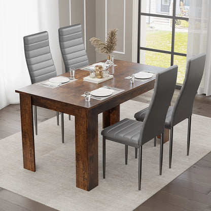 Rustic Finish 4-6 Seater Dining Table and Chairs Set
