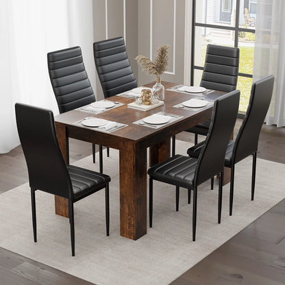 Rustic Finish 4-6 Seater Dining Table and Chairs Set