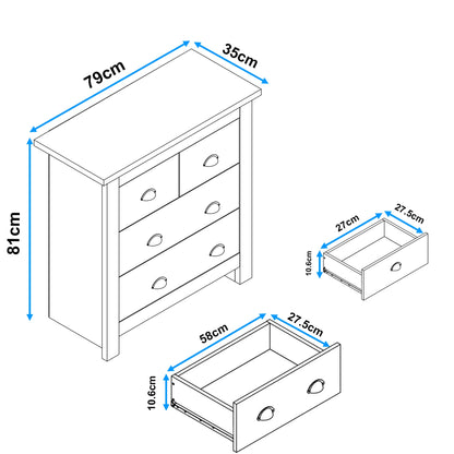 2 over 2 Chest of Drawers Bedroom - Chester Drawers