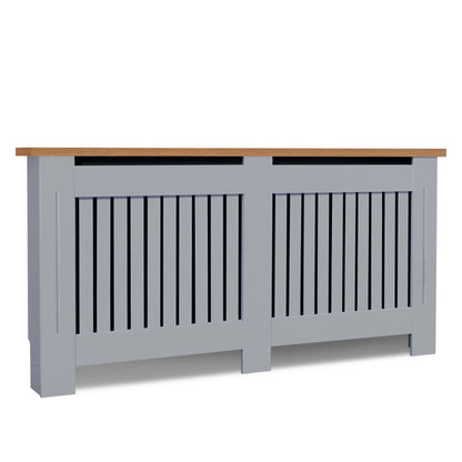 Radiator Cover With Oak Top - Vertical Slatted Design