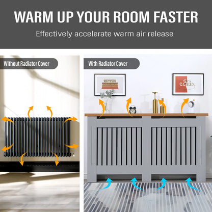 Radiator Cover With Oak Top - Vertical Slatted Design