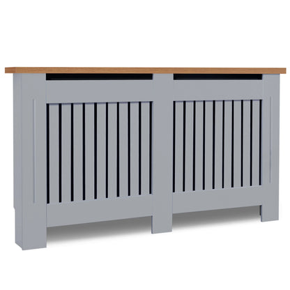 Radiator Cover With Oak Top - Vertical Slatted Design
