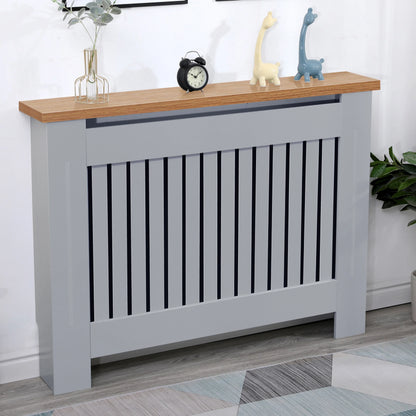 Radiator Cover With Oak Top - Vertical Slatted Design