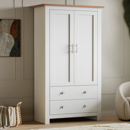 Shaker Double Wardrobe With Drawers And Hanging Space