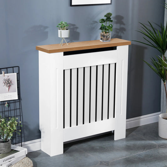 Radiator Cover With Oak Top - Vertical Slatted Design