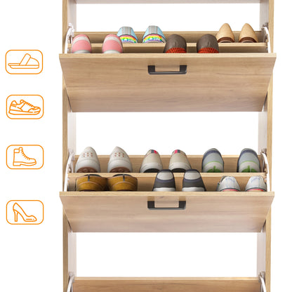 3 Drawer Slim Shoe Cabinet For Hallway - Tall Shoe Storage