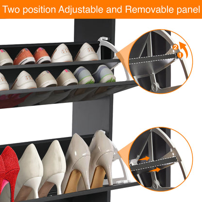 High Gloss 3 Door Shoe Cabinet | Slim Shoe Storage