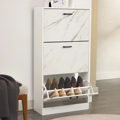 3 Drawer Slim Shoe Cabinet For Hallway - Tall Shoe Storage