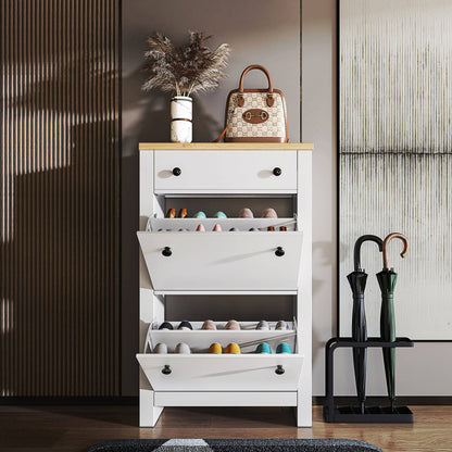 Modern Shoe Cabinet With Drawers | 2 Door Shoe Storage
