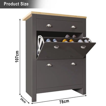 Shoe Cabinet With Drawer | 2 Door Slim Shoe Storage Unit