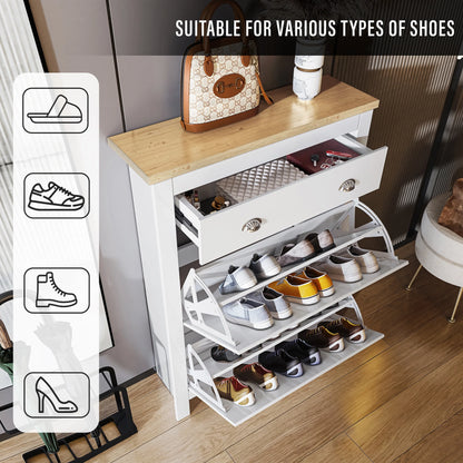 Shoe Cabinet With Drawer | 2 Door Slim Shoe Storage Unit