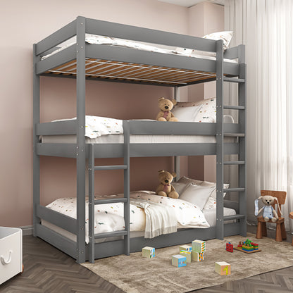 Wooden High Sleeper Triple Bunk Bed