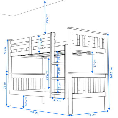 Solid Wood Detachable Double Bunk Bed