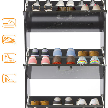 3 Drawer Slim Shoe Cabinet For Hallway - Tall Shoe Storage