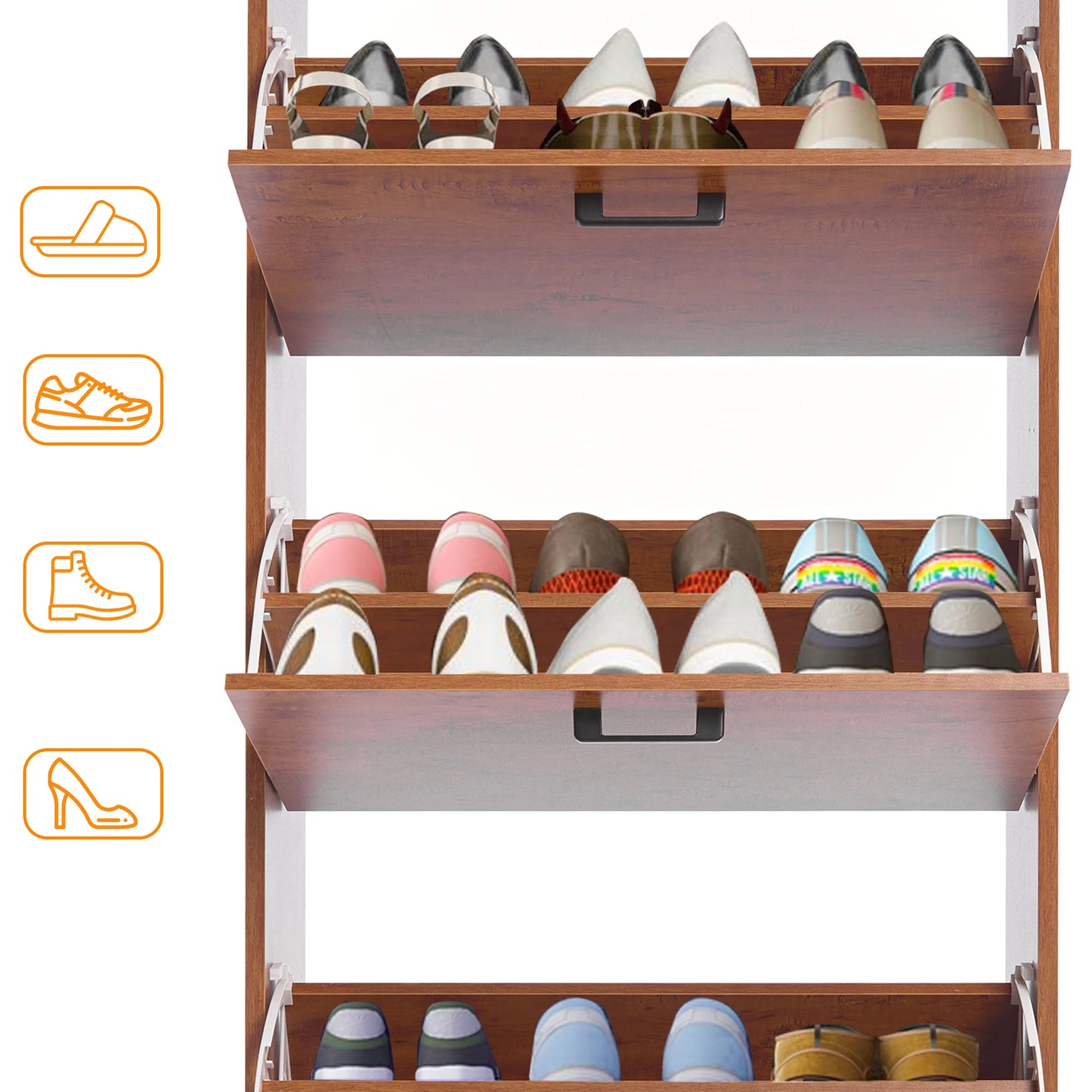 3 Drawer Slim Shoe Cabinet For Hallway - Tall Shoe Storage