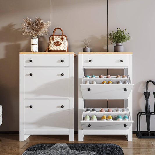 Modern Shoe Cabinet With Drawers | 2 Door Shoe Storage