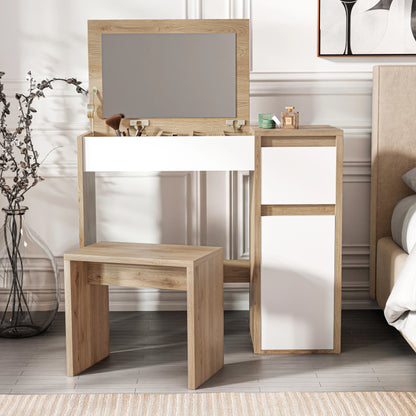 Dressing Table with Mirror and Storage - Makeup Vanity Desk for Girls