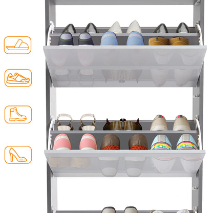 High Gloss 3 Door Shoe Cabinet | Slim Shoe Storage