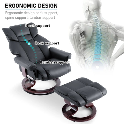 Swivel Recliner Chair with Footstool - Recliner Armchair