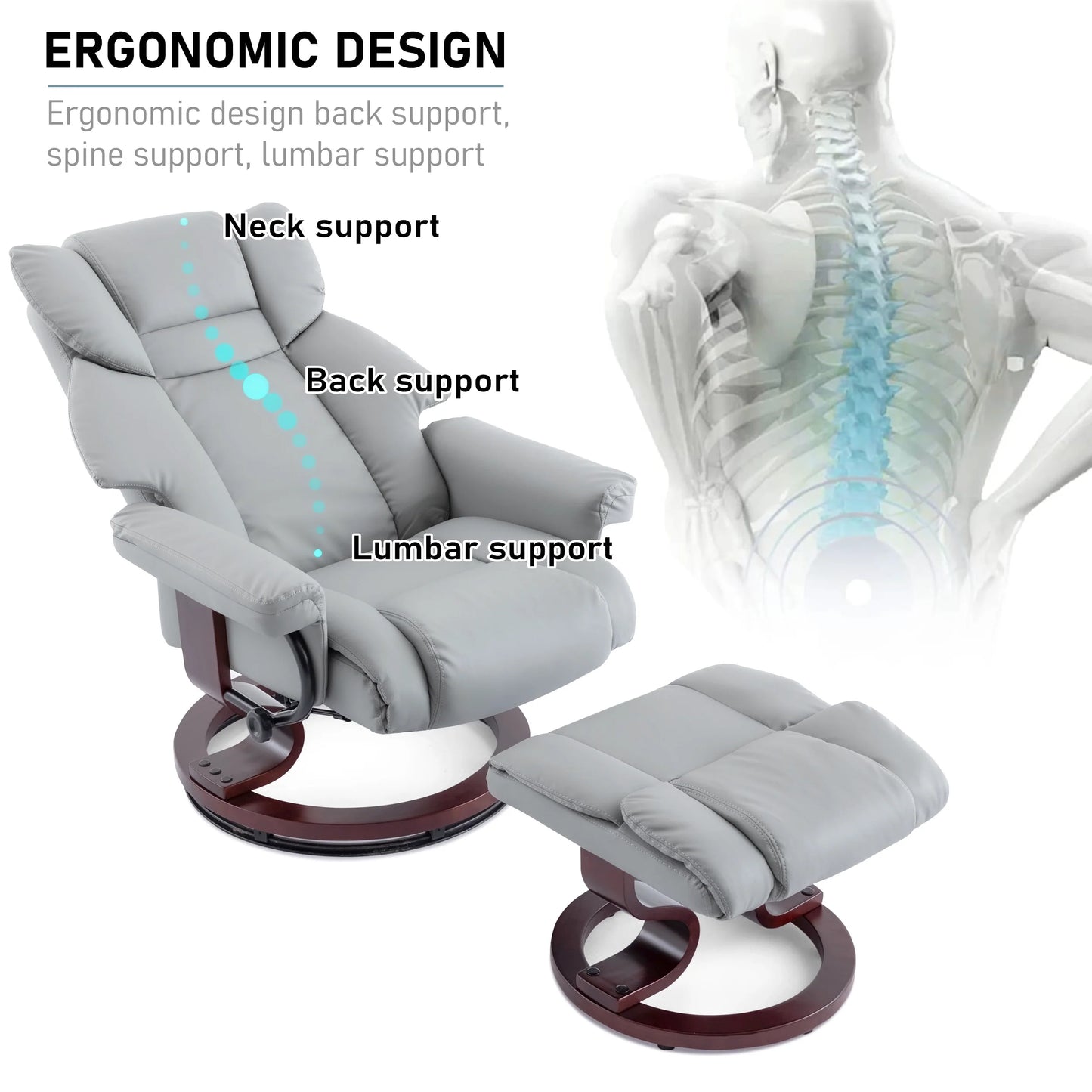 Swivel Recliner Chair with Footstool - Recliner Armchair