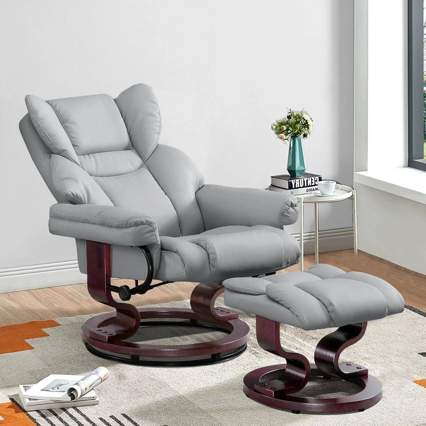 Swivel Recliner Chair with Footstool - Recliner Armchair