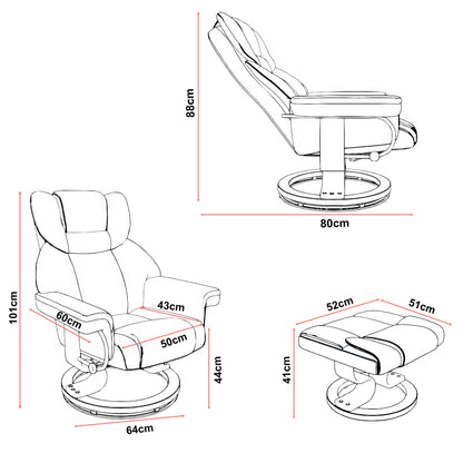 Swivel Recliner Chair with Footstool - Recliner Armchair