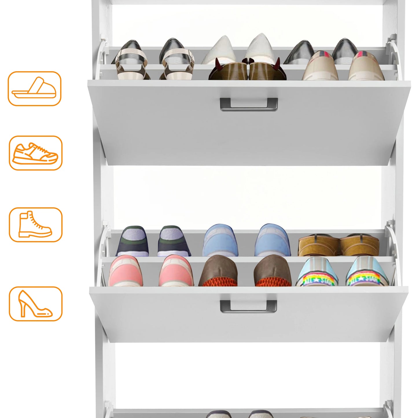 3 Drawer Slim Shoe Cabinet For Hallway - Tall Shoe Storage