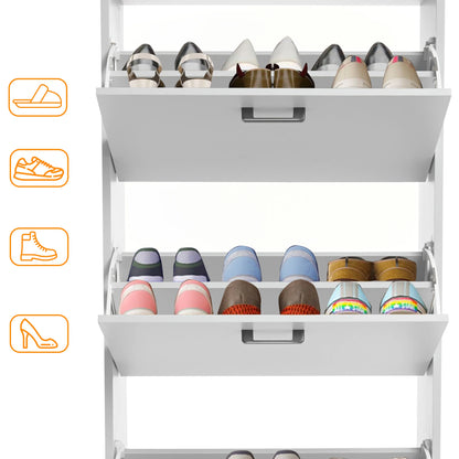 3 Drawer Slim Shoe Cabinet For Hallway - Tall Shoe Storage