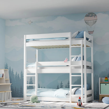 Wooden High Sleeper Triple Bunk Bed