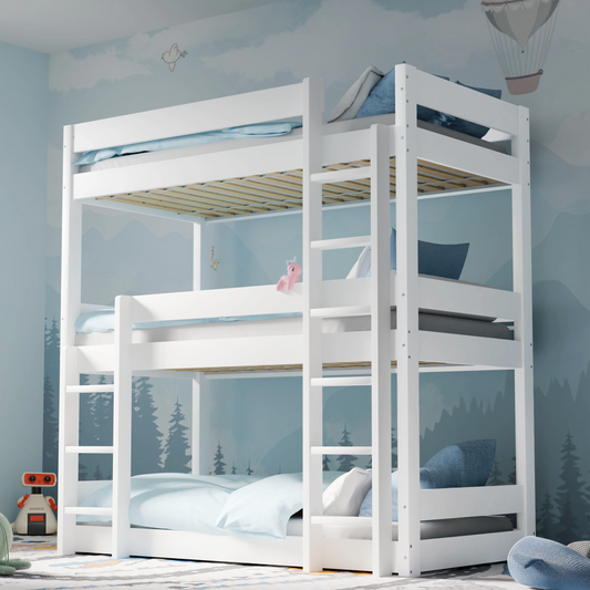 Wooden High Sleeper Triple Bunk Bed