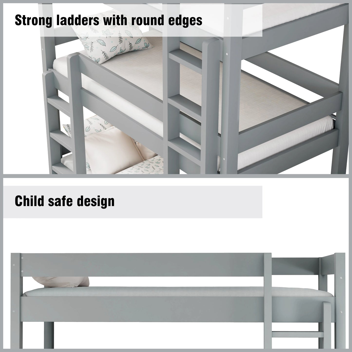 Wooden High Sleeper Triple Bunk Bed