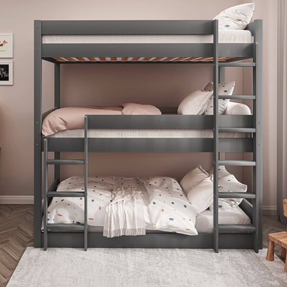 Wooden High Sleeper Triple Bunk Bed