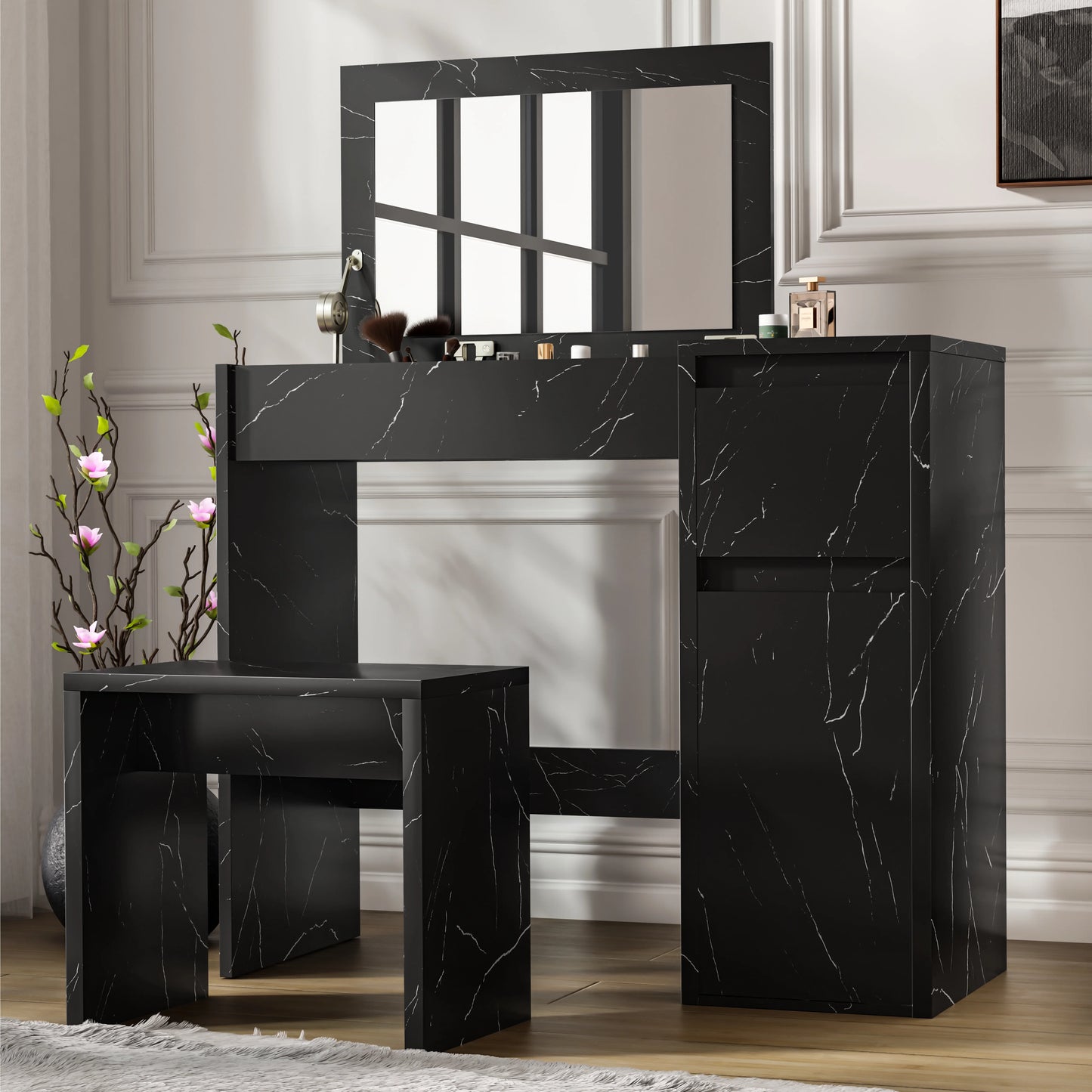 Dressing Table with Mirror and Storage - Makeup Vanity Desk for Girls