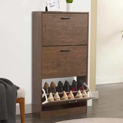 3 Drawer Slim Shoe Cabinet For Hallway - Tall Shoe Storage