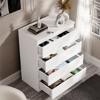 High Gloss 4 Drawer Chest of Drawers - Bedroom Drawers