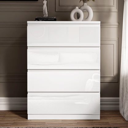 High Gloss 4 Drawer Chest of Drawers - Bedroom Drawers