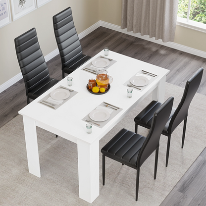Modern 4-6 Seater White Dining Table and Chairs Set